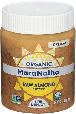 MaraNatha Organic Creamy Raw Almond Butter, 12 Ounce Jar