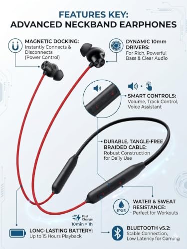 Image of Z2 ANC Bluetooth Neckband | Long Battery Life Bluetooth Neckband | Best Neckbnad Under 500 (Black)