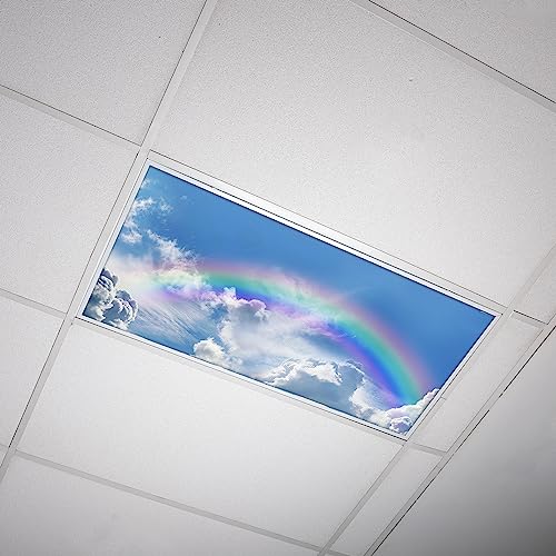 Fluorescent light cover with rainbow clouds (2x4), backlit film