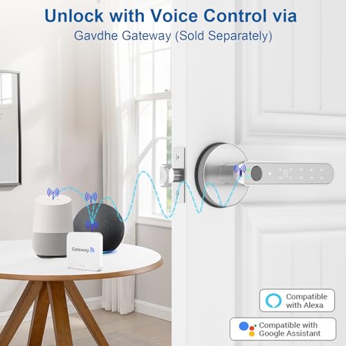 Gavdhe Fingerprint Door Lock Smart Fingerprint Door Knob with Keyless Entry Biometric Door Lock with Keypad App Control Easy Installation for Home Bedroom Office(Silver) thumbnail 7
