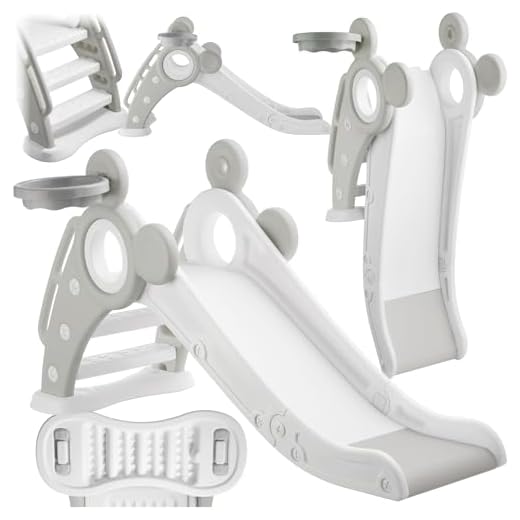Tectake® Toboggan Intérieur et Extérieur Pliable pour Enfant avec Panier de Basket Amovible - Jouet 2 Ans Idéal pour Parcours de Motricité dans Chambre, Salon, Jardin