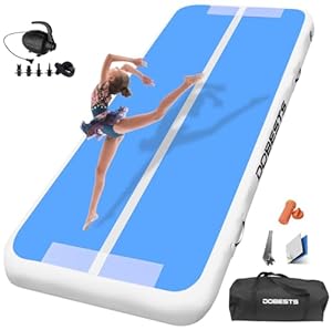 DOBESTS Air Track Colchoneta Gimnasia artistica 2/3/4/5/6m Hinchable 10/20cm gruesa, Colchoneta Deportiva con Bomba, tumbling gimnasia de Uso doméstico/Fitness/Yoga (azul, 400x100x20 cm)