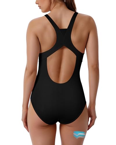 Beautikini Traje de baño menstrual de una pieza con cremallera y espalda cruzada, a prueba de fugas, para adolescentes, niñas y mujeres