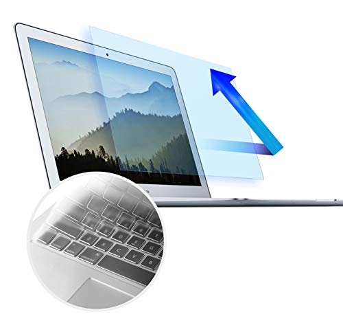 MacBook Air 13 Inch Anti Blue Light Screen Protector - Anti Glare Eye Protection Filter for 2010-2017 Old MacBook Air 13 Model A1369 A1466 with Ultra Thin Keyboard Cover Protector
