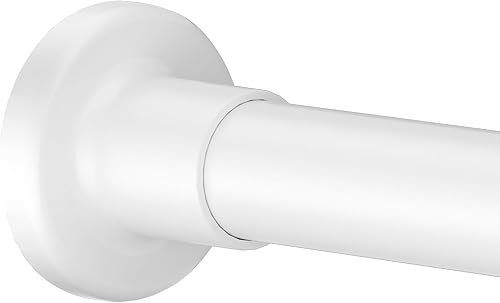 Barra de cortina de ducha ajustable de 32 a 93 pulgadas, barra de cortina sin taladro, barra de cortina de ducha blanca, barra de cortina de ducha