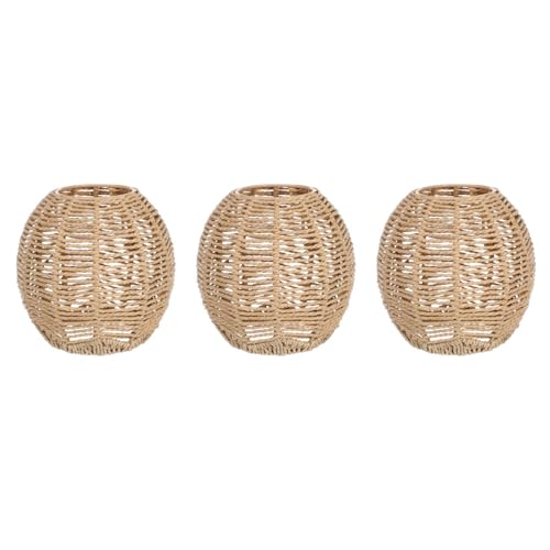 Angoily 3 Stücke Gewebt Lampenschirm Retro Rattan Gewebt Korb Decke...