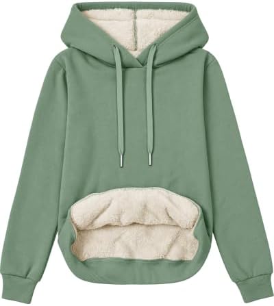 Novastellara Hoodie Damen Oversize Warm Fleece Sweatshirt Kapuzenpullover | Warmer Pullover Damen Herbst Winter Elegant Baumwolle mit Sherpa-Futter Gefütterte Fleece Sweatshirt Hoo