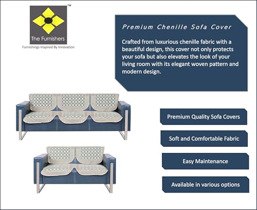 Image of Premium Chenille Woven Anti-Slip 3 Seater + 2 Seater Sofa Cover | L-Shape Sofa Seat Protector for Living Room | Durable & Stylish Slipcover - Teal