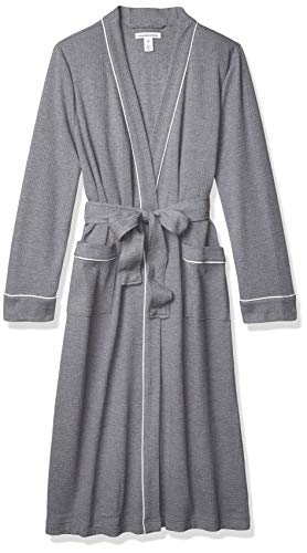 Amazon Essentials Women's Lightweight Waffle Full-Length Robe, Heather Grey, Large