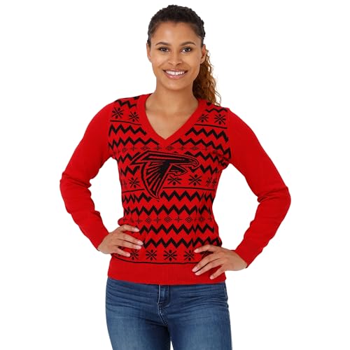 FOCO womens Nfl Team Logo Ugly Holiday V-neck Sweater, Team Color, 9-888 US