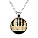 Geschenktasche Klavierglas-Anhänger, Musik-Halskette, Musikinstrumente, Schmuck, Geburtstagsgeschenk, ein schönes Geschenk.