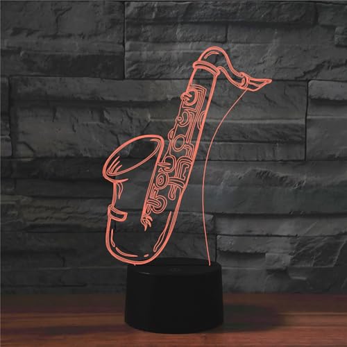 Lámpara de Mesa de Noche con Ilusión 3D Saxofón miniatura 2