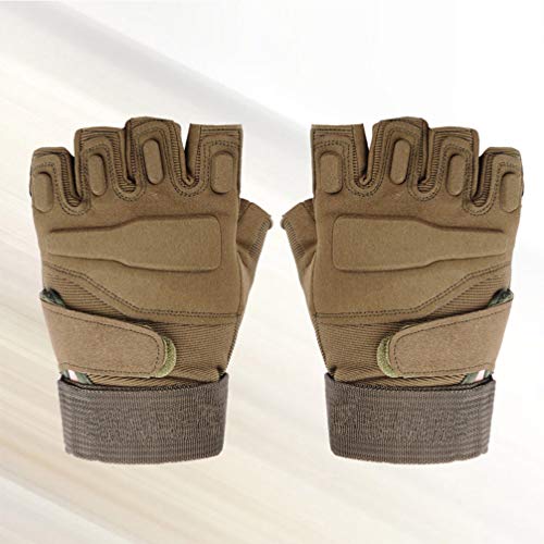 Luvas para uso ao ar livre com tecido tático para motocicleta e meio dedo Luvas protetoras esportiva