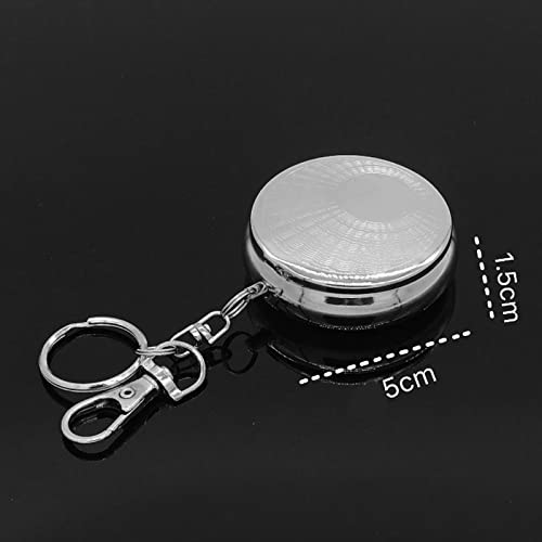 Image of 2PCS Circular Ashtray Portable Car Ashtray, Mini Size Pocket Ashtrays with Lid Smell Proof, Stainless Steel Travel Ashtrays with Keychain
