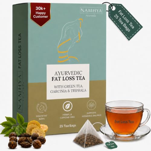 Image of Namhya Ayurvedic Fat Loss Tea Bags | Stimulant-Free | 28-Day Metabolic Reset | Controls Cravings | Reduces Belly Fat & Bloating | Detox & Digestion Support | Natural Herbal Tea | 25 Tea Bags