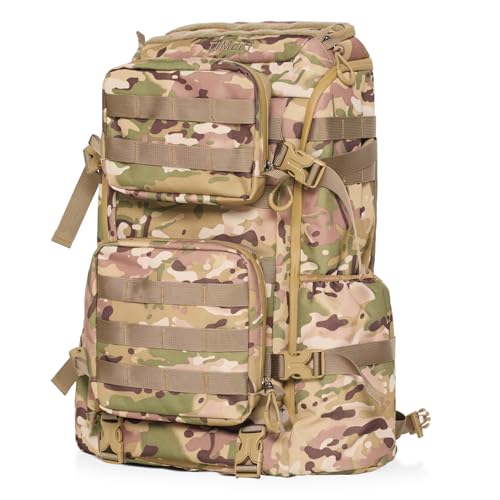 TIMEET Tactical Backpack Hiking Backpack: U-Shaped Wide-Opening Design Military Backpack - Large Capacity Survival Tactical Gear - Water-Resistant Tactical Bag 3 Day Assault Pack (Camouflage 20 Inch)