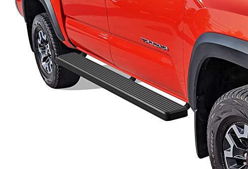 APS Running Boards (Nerf Bars Side Steps Step Bars) Compatible with Toyota Tacoma 2005-2023 Double Crew Cab (Stainless Steel Black Powder Coated 6 inches)