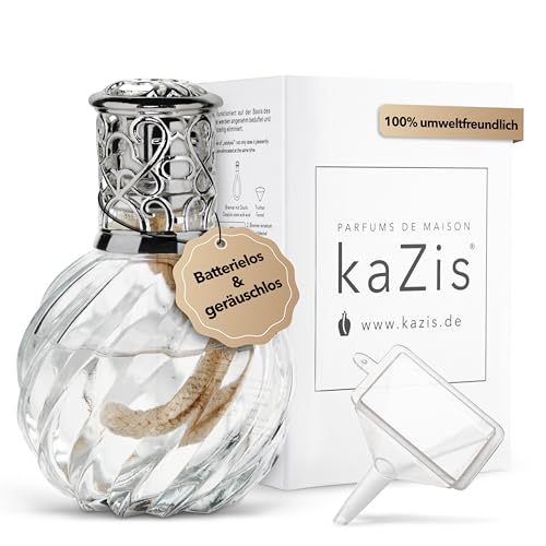 KAZIS® I Lámpara catalítica Twister I Lámpara aromática I Cristal I XXL I 300 ml Contenido I Transparente