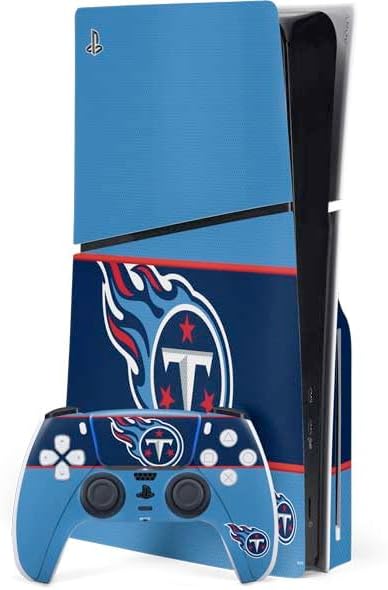Skinit Decal Gaming Skin Compatible with PS5 Slim Disk Bundle - Officially Licensed NFL Tennessee Titans Large Logo Design