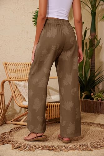 Image of KICZOY Women Flowy Pants Drawstring Waist Wide Leg Palazzo Beach Pants Loose Fit with Pockets