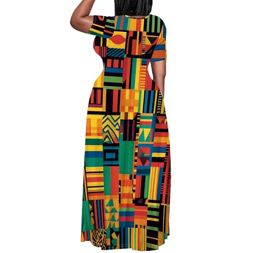 Image of PinkPatty Plus Size Maxi Dress for Women Summer Casual Short Sleeve Tshirt Dresses with Pockets (XL-6XL)