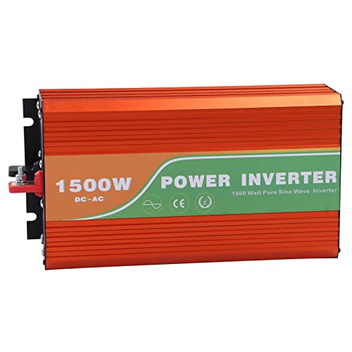 Inversor de Corriente de 1500 W, Protección contra Sobrecarga Ventilador de Refrigeración Inteligente Carcasa de Aleación de Aluminio Inversor de Corriente de Onda Sinusoidal Pura de 1500 W para