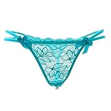 Genérico tanga para mujer, sexy, elegante, lencería para mujer, encaje, encaje, encaje, tanga y perla, estilo femenino, verde, Talla única