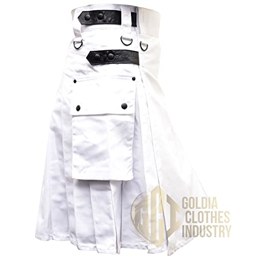 Men's Leather Straps Utility Kilts with Pockets3