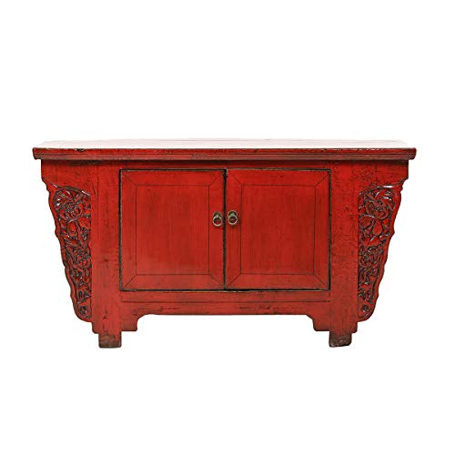 Yajutang - Aparador de Estilo Antiguo de China con Tallado, 2 Puertas, Color Rojo