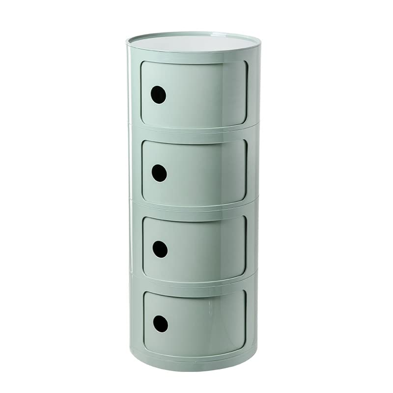 Nordic Modern Bedside Cabinet With Drawers & Sliding Door - For Bedroom Round Bedside Table 2/3/4 Tier Plastic Nightstand Storage Unit Chest