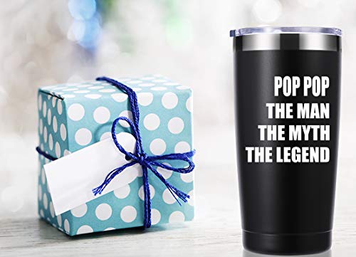 Momocici Pop Pop The Man The Myth The Legend 20 Oz Tumbler.grandpa Gifts.birthday Gifts,Christmas Gifts For Men,New Grandpa,Grandpa Again,Granddad,New Grandfather,Husband,Men Travel Mug(Black) #TOP2