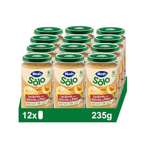 Hero Baby Tarrito Infantil - Tarritos de Verdura con Delicias de Pavo, Sin Aceite de Palma, Sin Sal Añadida, Para Bebés desde 6 meses, Ingredientes 100% naturales, 235 g (Paquete de 12)
