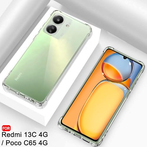 Image of TheGiftKart Crystal Clear Back Cover Case for Mi Redmi 13C 4G / Poco C65 | Shockproof Soft TPU Case | Cushioned Edges for Ultimate Protection Back Cover Case (TPU, Transparent)