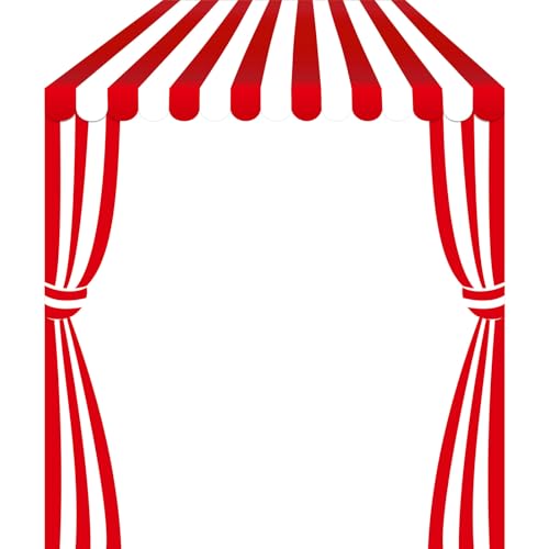 Ziliny 3 Pcs Carnival Decorations Circus Awning Decoration Carnival Party Decorations Red and White Banner Circus Tent Halloween Awning Concession Stand Decor for Party