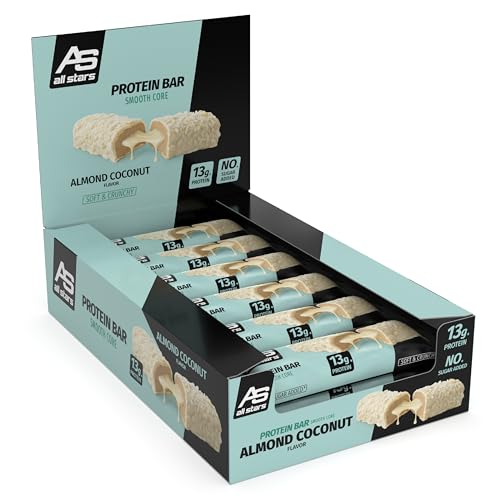 ALL STARS Protein Bar SMOOTH CORE 45 g Almond Coconut - Knuspriger Proteinriegel mit 13g Eiweiß ohne zugesetztem Zucker & Palmfett mit cremiger Füllung