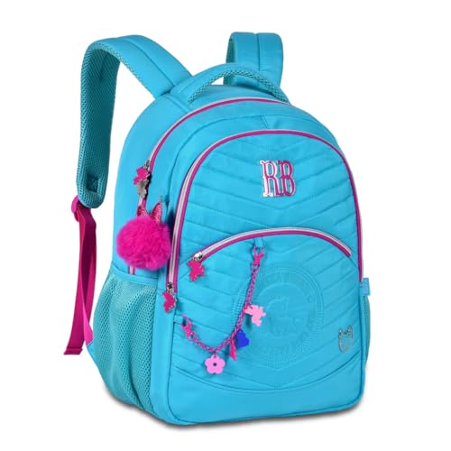 Mochila de Costas Oficial Rebecca Bonbon Ponpon e Corrente Personalizada RB24026 (Azul)