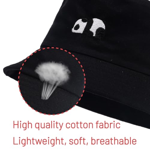 Image of Cotton Bucket Hat for Women Men Summer Travel Sun Beach Bucket Cap, Unisex Outdoor Fisherman Hat