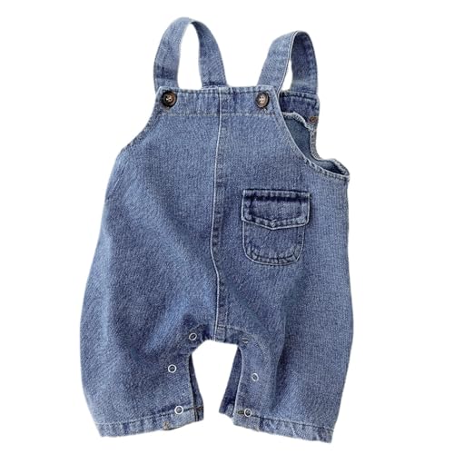 Image of Twinklesweetie Baby Boys Girls Denim Romper Overalls Pants, Suspender Jeans Jumpsuit with Snaps Infant Spring Fall Outfit