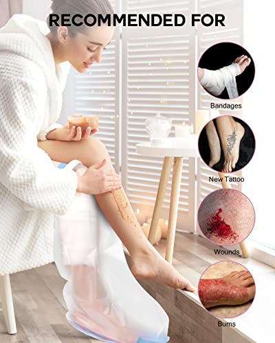 DNEOUXI Waterproof Leg Cast Cover for Showering with Non-Slip Bottom, Reusable Adult Half Leg Cast Protector Cast Bag for Shower Leg Ankle Foot After Surgery Bandage Dressing Wound Burns