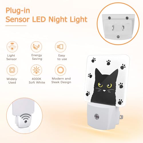 Image of YASHILAIYA Cat Night Light,Funny Black Cat Night Lights Plug into Wall LED Dusk to Dawn Light Sensors Indoor Home Decor NightLights for Bedroom Bathroom Stairs Hallway for Girls Women