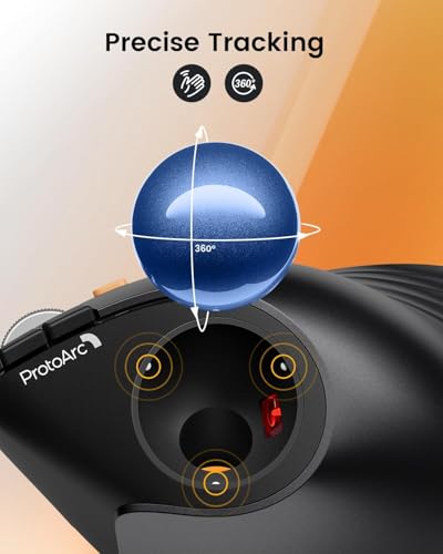 Image of ProtoArc Vertical Wireless Trackball Mouse, EM05 NL Bluetooth Ergonomic Rollerball Mouse Rechargeable Computer Laptop Thumb Mice, 3 Device Connection, Compatible with iPad, Mac, Windows, PC-Blue