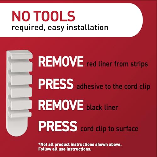 Image of Command 5-Cord Clip Organizer, 4 Clips, 8 Medium Strips