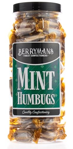 Original Mint Humbugs Retro Sweets Gift Jar by Berrymans Sweet Shop - Classic Sweets Traditional Taste.