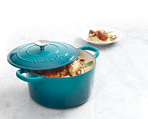 Crock Pot Artisan Round Enameled Cast Iron Dutch Oven, 5-Quart, Teal Ombre