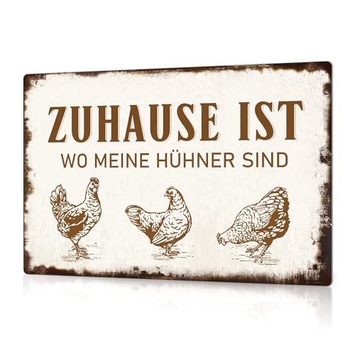 Putuo Decor 1 plaque en métal en forme de poule, vintage, décoration murale pour poulailler, ferme, 7,9 x 11,8 pouces, la maison est où sont mes poules