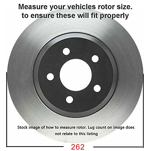 Image of Detroit Axle - Front Drilled & Slotted Brake Kit for 2009-2014 Honda Fit | 10.32 inch inch Drilled and Slotted Disc Brake Rotors Ceramic Brakes Pads 2010 2011 2012 2013 Replacement