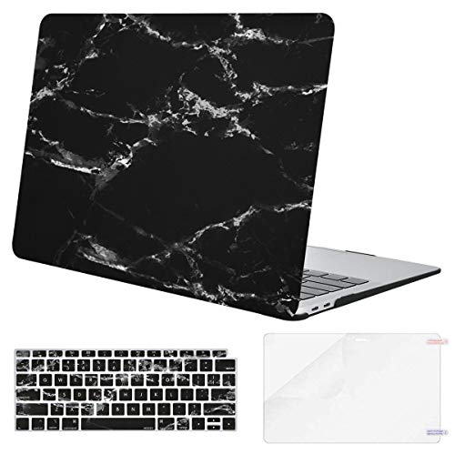 MOSISO MacBook Air 13 inch Case 2020 2019 2018 Release A2179 A1932 Retina Display, Plastic Pattern Hard Shell & Keyboard Cover & Screen Protector Only Compatible with MacBook Air 13, Black Marble