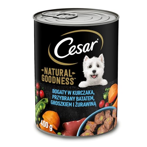 Produktbild von Cesar Natural Goodness Nassfutter reich an Huhn mit Süßkartoffeln, Erbsen und Preiselbeeren - 12 x 400 g
