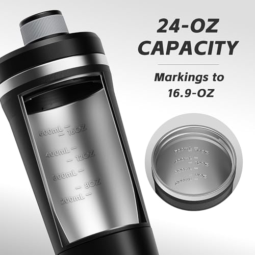PROCHAIN Insulated Stainless Steel Protein Shaker Bottle, 20oz Metal Mixer