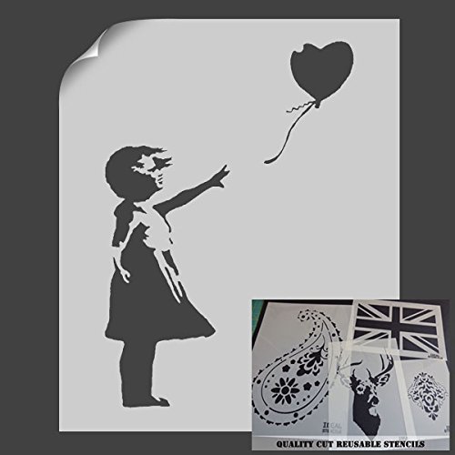 La petite fille au ballon - Pochoir - Décoration murale - BANKSY, Plastique, S/A4- (w)6.7 x (h)9.8 inches Cover